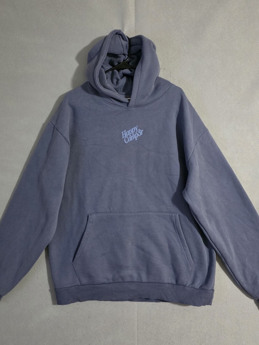 Happy Camp3r Womens Vintage Blue Puff Hooded Sweatshirt Size 2XL
